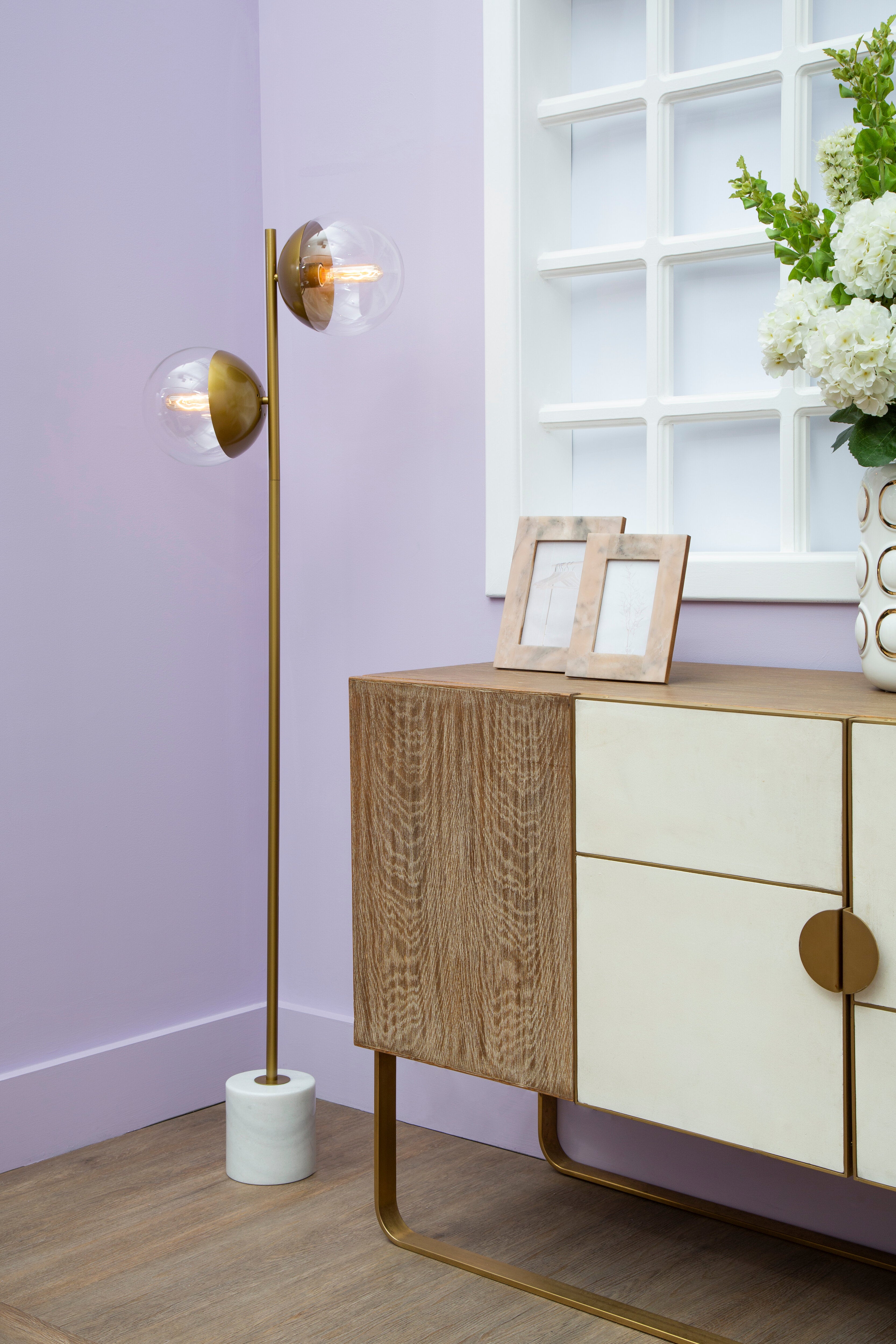 Kidston Two Light Gold Finish Floor Lamp